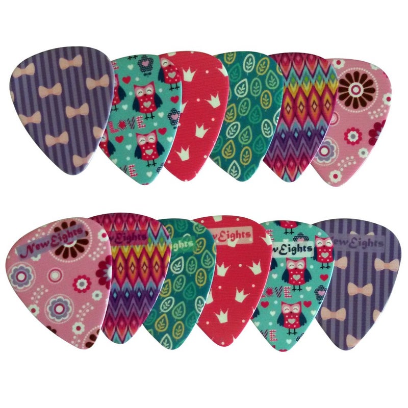 NewEights Girly Guitar Picks Set - Medium Celluloid 12-pack - Unique Colorful Designs - Best Gifts for Girls Kids Teens Daughter Granddaughter Women - Thanksgiving Christmas New Year Holidays Presents - Image 3